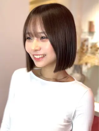 ショート カラー 莉乃/縮毛矯正/髪質 改善/艶カラーのヘアスタイル