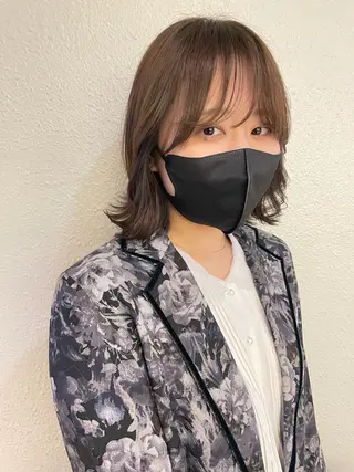 ミディアム カラー ボブ ブリーチ/miinaのヘアスタイル