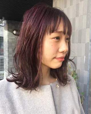 ミディアム カラー クロスパーマ× 透明感カラー✂︎のヘアスタイル