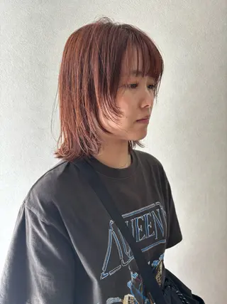 ミディアム カラー en,所属・en,ボブ/レイヤー パーマ/透明感カラーのヘアスタイル