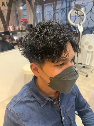 ショート メンズ メンズパーマ/難波/ 心斎橋　室園亮佑のヘアスタイル