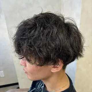 ミディアム パーマ メンズ 竹内 滉太のヘアスタイル