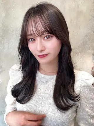 セミロング カラー 顔周り/くびれヘア 韓国ヘア💕風間るなのヘアスタイル