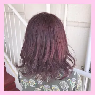 ミディアム カラー SHIN/レイヤー カット×クロスパーマのヘアスタイル