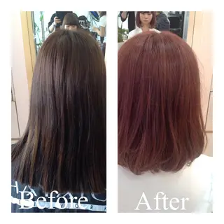 ミディアム セミロング ロング カラー アオガミ （前髪顔周りカット）のヘアスタイル