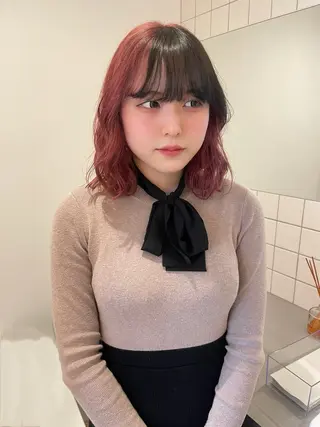 ミディアム カラー カットモデル/ ハイトーン/ゆうあのヘアスタイル