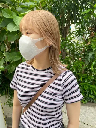 ミディアム カラー レイヤーウルフ エクステ磯部のヘアスタイル