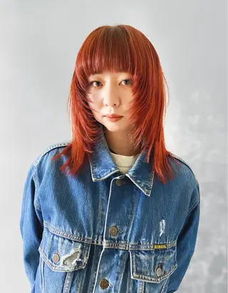 ミディアム カラー レイヤー/パーマ /ウルフ/nabeのヘアスタイル