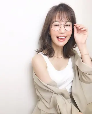 セミロング 岡山 亮介のヘアスタイル