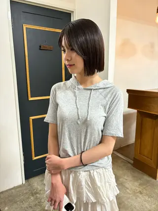 ミディアム カラー 韓国ボブ＆顔まわり レイヤー♡TOMOEのヘアスタイル