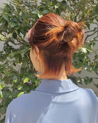 ミディアム カラー パーマ ヘアアレンジ 長井 美佳のヘアスタイル