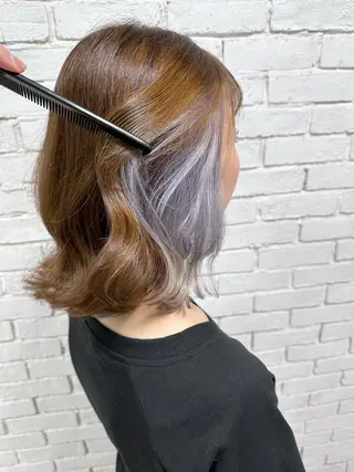 ミディアム カラー レイヤーブリーチ特化 ホワイト専門/岸のヘアスタイル