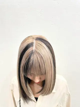 ミディアム カラー Zina熊本/山下 開世/縮毛矯正のヘアスタイル