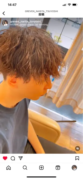 ミディアム パーマ メンズ GREVEN hair木場店所属・💈メンズ専門💈 成田剛史💈パーマのヘアスタイル