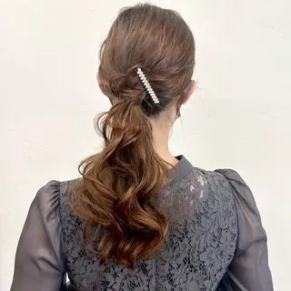 ロング カラー パーマ ヘアアレンジ メンズ キッズ 顔周りcut/ 艶ワンカラー♥ちさきのヘアスタイル