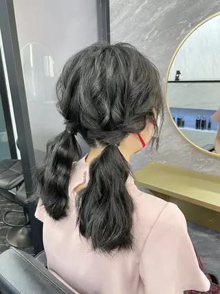 ミディアム カラー エクステ🩵ブリーチ 韓国ヘア🩵KAEのヘアスタイル