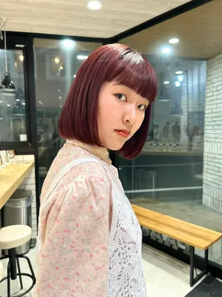 ショート カラー ayano🍒パーマ 暖色カラーのヘアスタイル