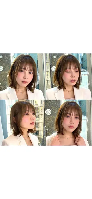 ミディアム カラー パーマ ヘアアレンジ 小野寺瑞希 /最小顔カットのヘアスタイル