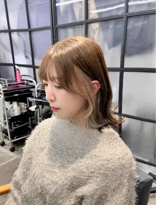 ミディアム カラー 韓国×髪質改善カラー 💎hinaのヘアスタイル