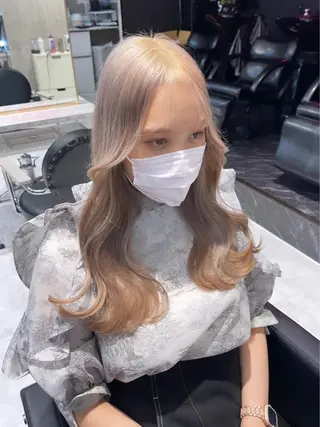 ロング カラー パーマ ヘアアレンジ メンズ キッズ ネイル マツエク・マツパ アイブロウ 🎀韓国スタイル YURINA🎀のヘアスタイル