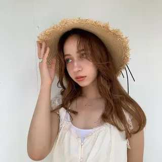 ロング カラー パーマ 顔周りレイヤー 🎀マリノのヘアスタイル