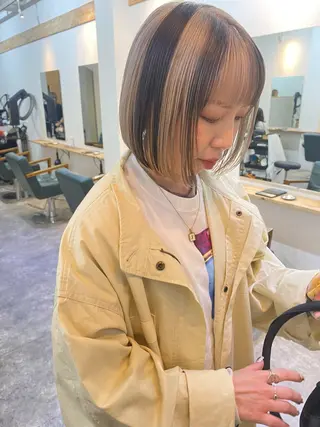 ショート カラー 森貴裕/ベージュ/ パーマ/オリーブのヘアスタイル