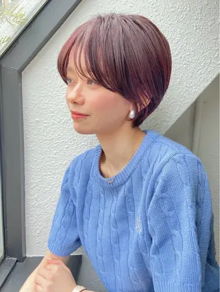 ショート カラー うる艶カラー× ハイトーン/miuのヘアスタイル