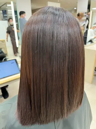 ミディアム 髪質改善/縮毛矯正/ 暖色カラー💫のヘアスタイル