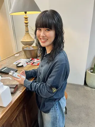 ミディアム パーマ 千葉 郁也のヘアスタイル