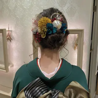 セミロング ヘアアレンジ 🦋Misaki🦋 メンズパーマ/着付けのヘアスタイル