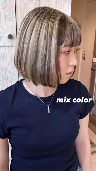 ミディアム カラー KANA🎀韓国 🇰🇷ハイライトのヘアスタイル