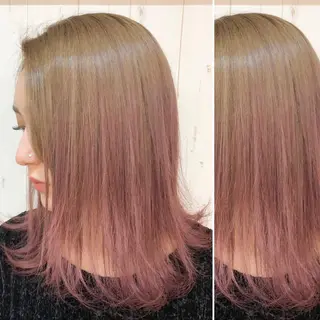 ミディアム カラー JuNブリーチに 縮毛矯正するプロのヘアスタイル