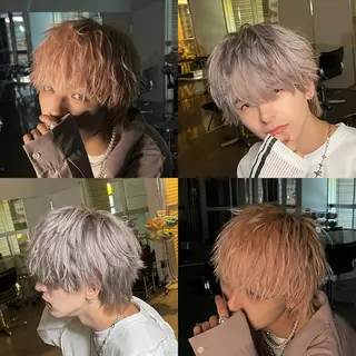 ショート カラー パーマ メンズ えーき/ウルフ/ パーマ/トレンドのヘアスタイル