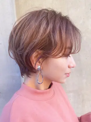 ショート ストンボブ/レイヤー 艶カラー💎ヒデジのヘアスタイル