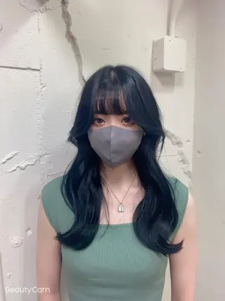 ロング 韓国ヘア レイヤーカットのヘアスタイル