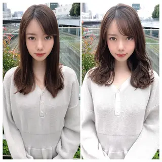 ミディアム カラー ヘアアレンジ 顔周りカット/髪質改 善/新宿/畑中稔里のヘアスタイル
