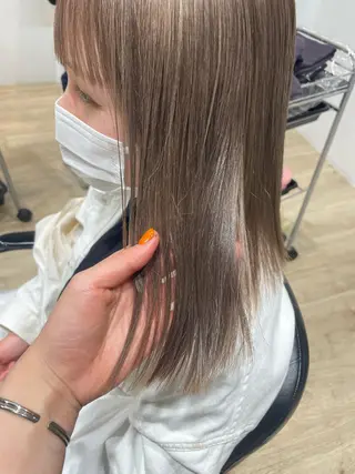 セミロング カラー ヘアアレンジ 髪質改善カラー&TR 縮毛矯正/弱酸性矯正のヘアスタイル