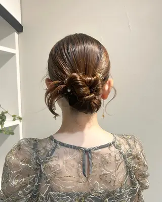 ミディアム ヘアアレンジ アレンジ/新宿 透明感カラー/ヤノのヘアスタイル