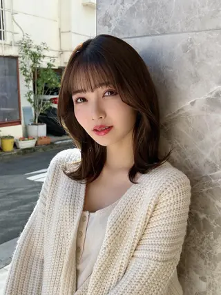 セミロング カラー 韓国ヘア☁️ mitsukiのヘアスタイル