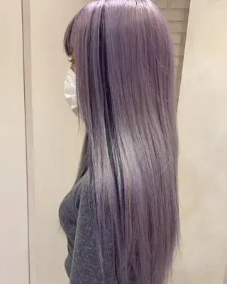 ロング カラー ミユ🎀ヘアメ 🎨デザインカラーのヘアスタイル