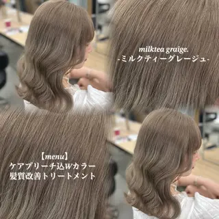 ロング カラー NAMI🤎ブラウン &ミルクティー🤍のヘアスタイル
