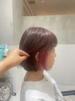 ミディアム カラー 似合わせボブカット 💎モエのヘアスタイル