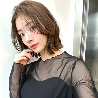 ミディアム カラー ボブ/くびれボブ/ 髪質改善/Ru-kaのヘアスタイル