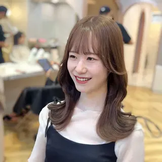 ロング カラー ヘアアレンジ 🎀韓国レイヤー🎀 顔周り　とばみかのヘアスタイル
