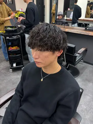 パーマ メンズ スパイキーパーマ 柏NO1 藤本葉のヘアスタイル