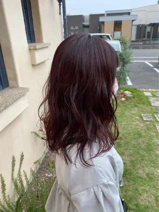 セミロング カラー レイヤー/蟹江/ くすみカラー/川口のヘアスタイル