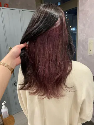 セミロング カラー ヘアアレンジ 🥀暖色韓国ヘア💕 保科侑花のヘアスタイル