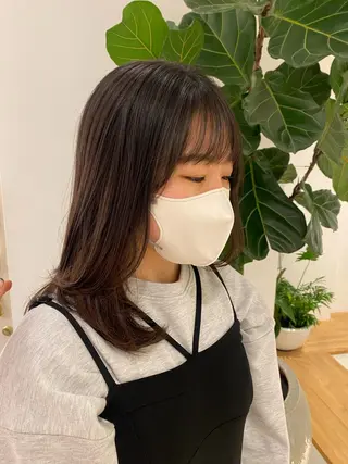 ミディアム 🎀調布仙川透明感オ リーブカラー干莉🎀のヘアスタイル