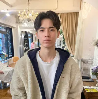 パーマ メンズ ボブ ショート 髪質改善  相澤晃希のヘアスタイル