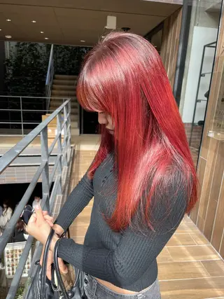 ロング ブリーチ縮毛矯正 ハイライト/Yutoのヘアスタイル